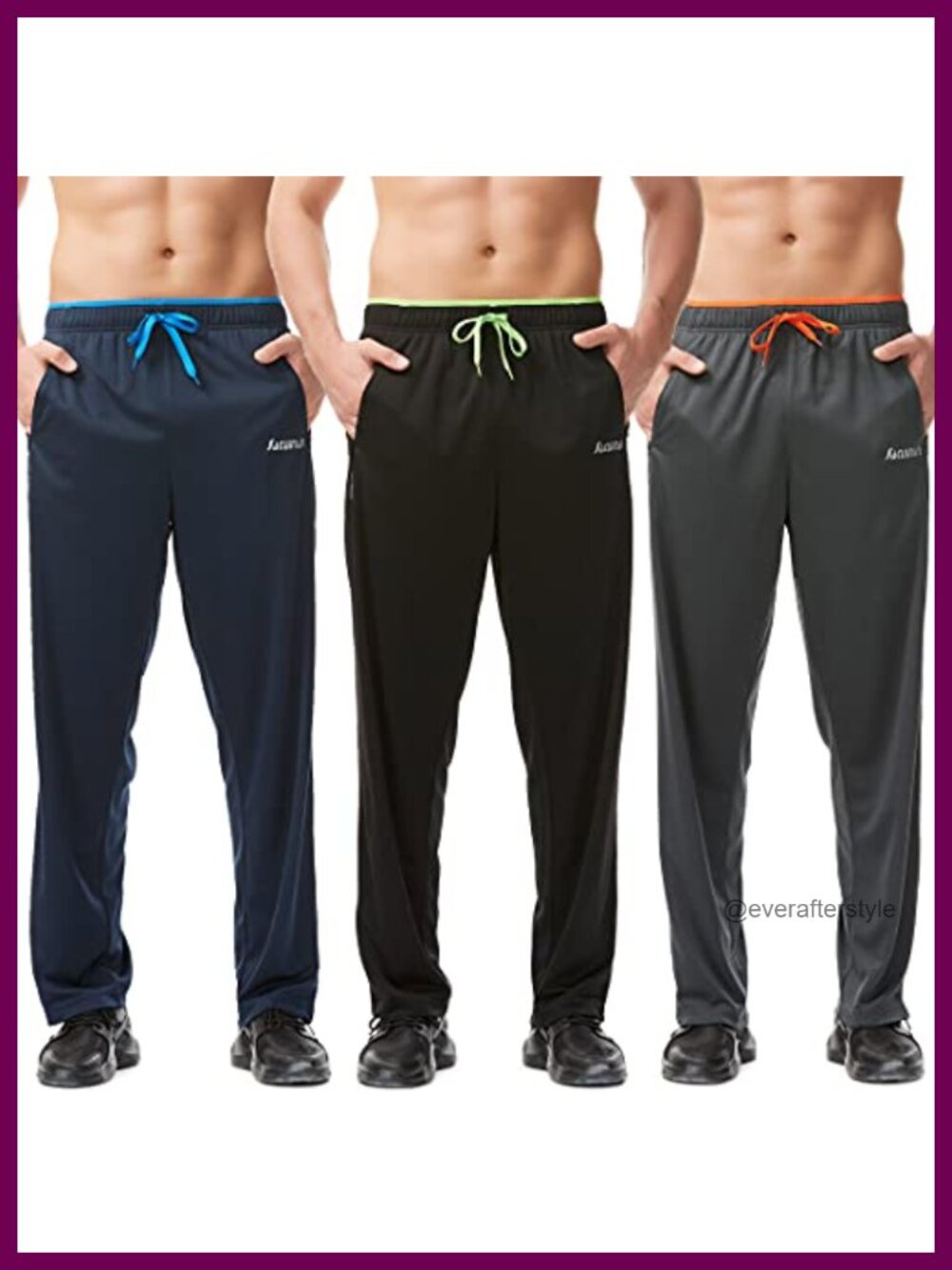 Men's 3-Pack Lightweight Sweatpants Zipper Pockets Relaxed Fit Joggers